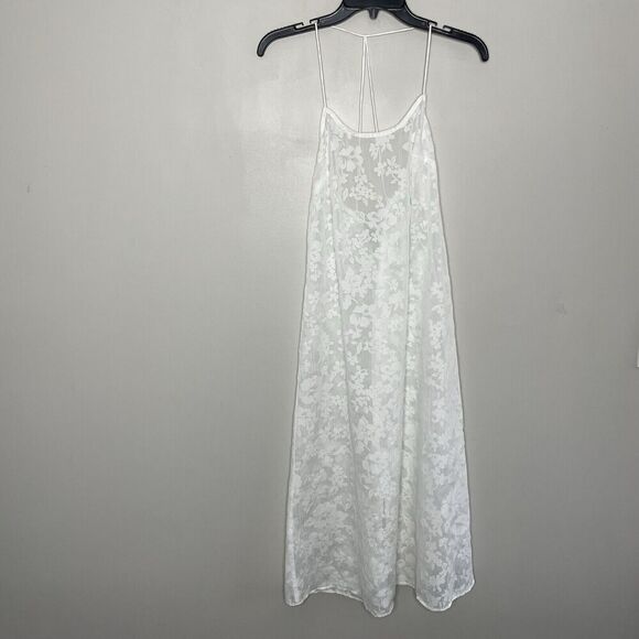 MADEWELL Cover-Up Women XS Floral Halter Midi Dress NEW Sheer Ivory NP247 - Picture 3 of 15